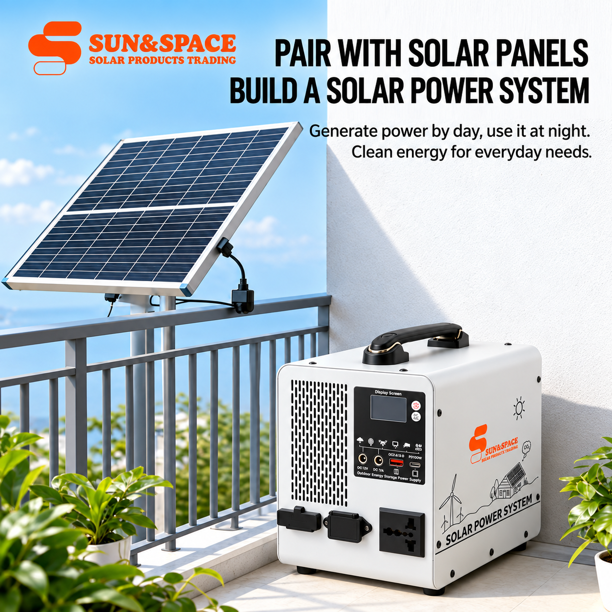 350W/1200wh UPS Power Station with free 50W Monocrystalline Solar Panel